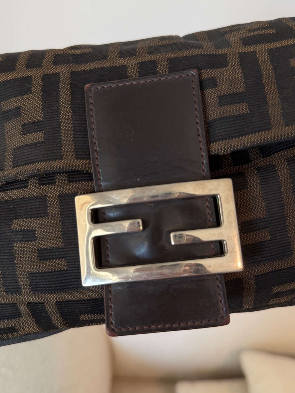 Fendi Brown and Dark Brown Zucca FF Shoulder Bag - Picture 4 of 6